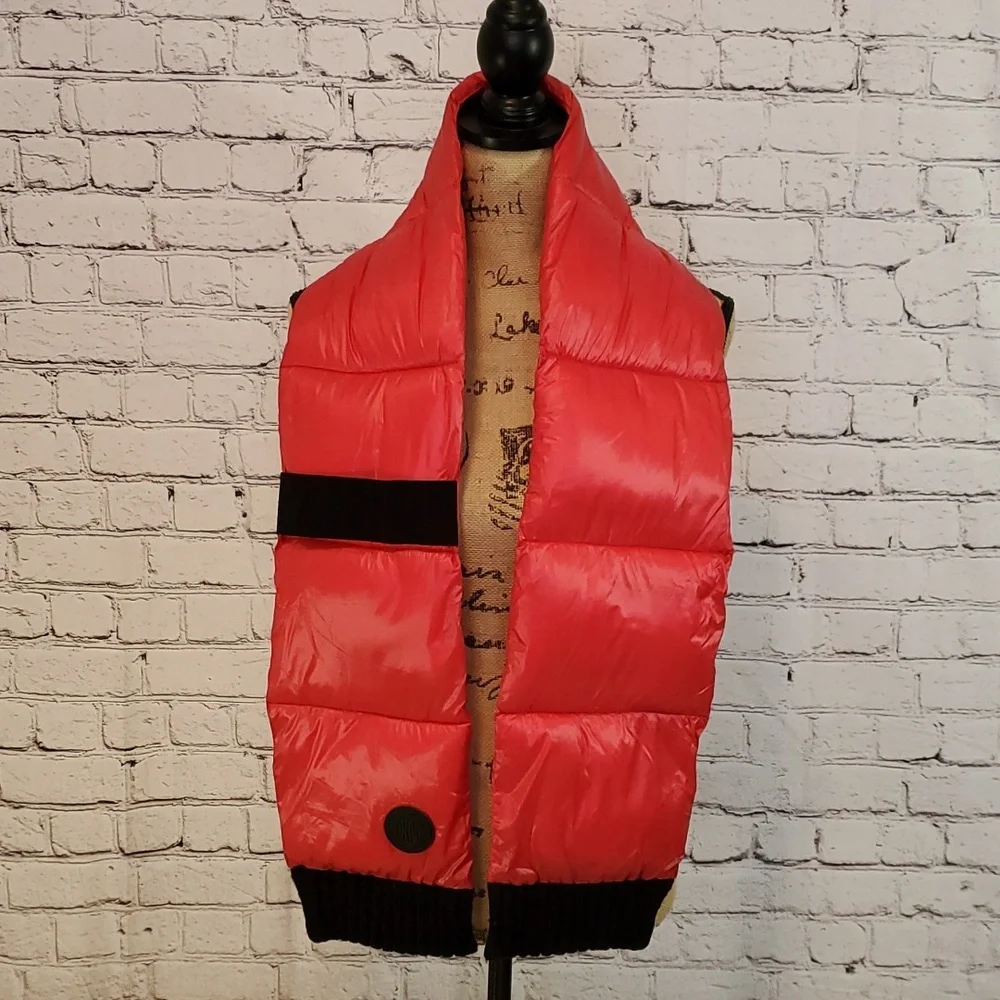 DKNY Quilted Puffer Scarf Hot Pink
